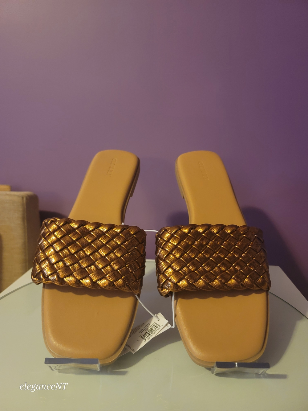 Old Navy Metallic Bronze Woven Slide Sandals - Women Sz: 11 NWT - Picture 4 of 8